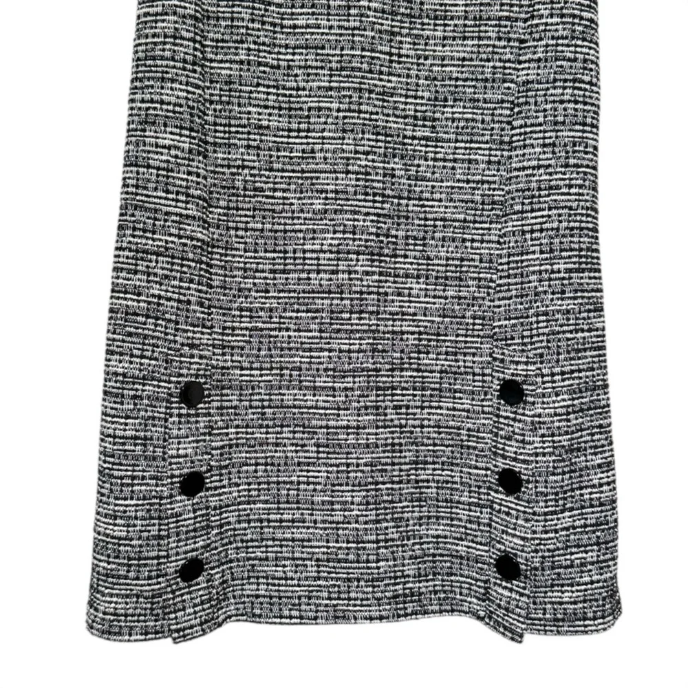 LOFT Tweed Button Shift Dress Black White Detail Short Sleeve Classic 6 - Picture 3 of 9